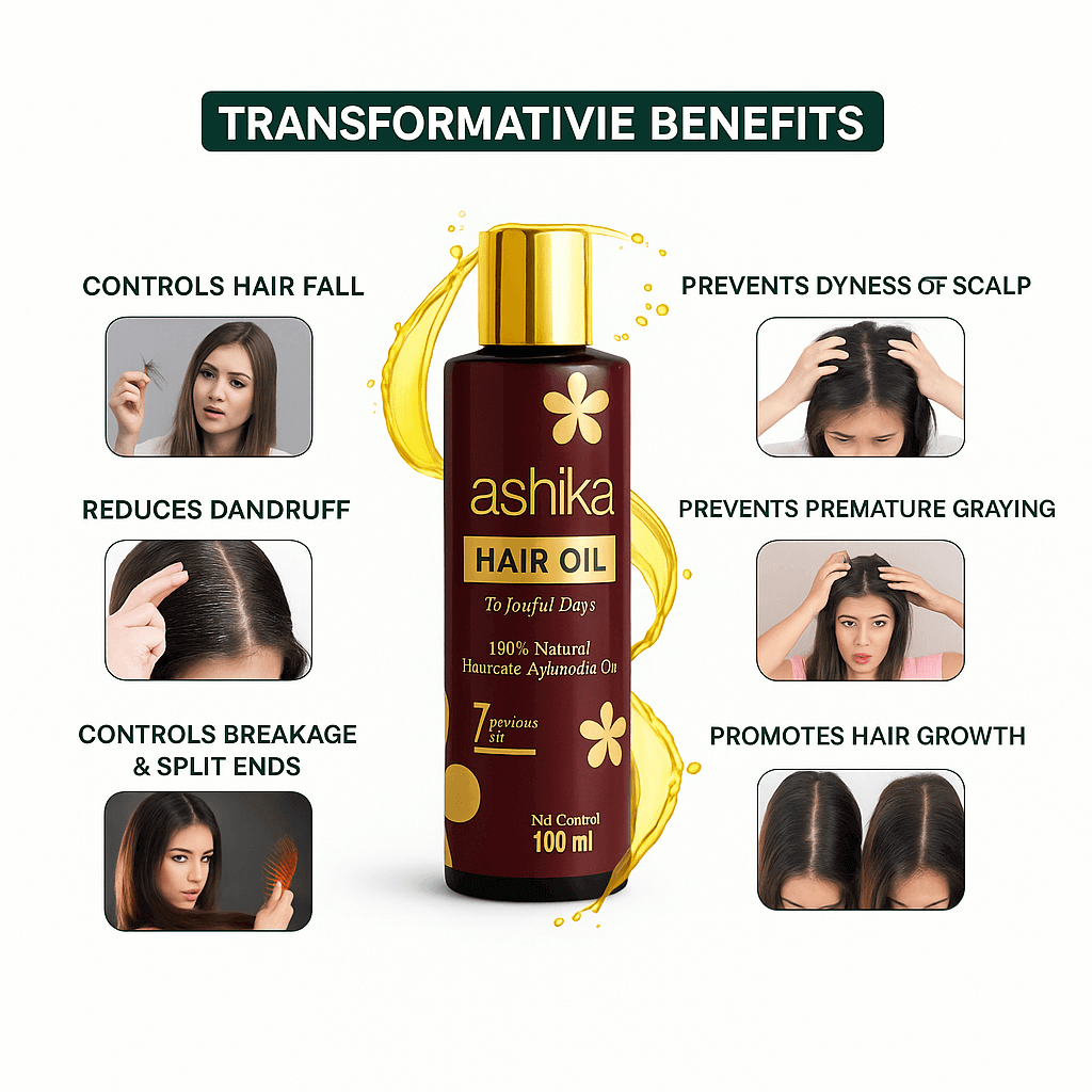 Ayurvedic Hair Oil for Hair Growth & Hair Fall Control – Natural Herbal Hair Oil for Men & Women Ashika Ayurvedic Hair Oil for Hair Growth & Hair Fall Control – Natural Herbal Hair Oil for Men & Women