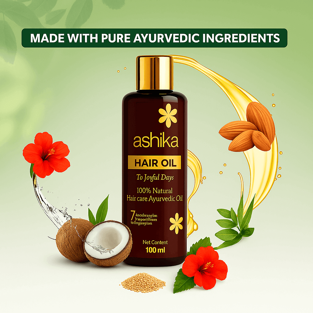 Ashika Ayurvedic Hair Oil for Hair Growth & Hair Fall Control – Natural Herbal Hair Oil for Men & Women Ashika Ayurvedic Hair Oil for Hair Growth & Hair Fall Control – Natural Herbal Hair Oil for Men & Women