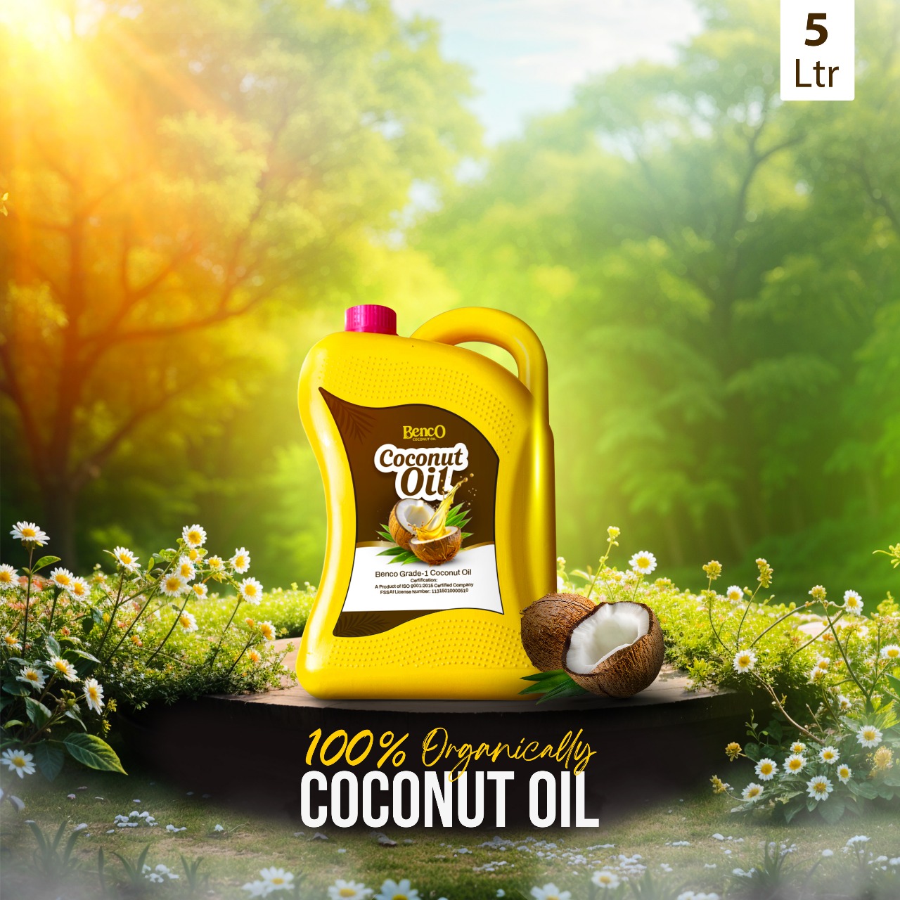 100% Pure Organic Coconut Oil 5 Litre – Cold Pressed & Unrefined – Edible Oil for Cooking, Hair, Skin & Baby Massage – by Benco 100% Pure Organic Coconut Oil 5 Litre – Cold Pressed & Unrefined – Edible Oil for Cooking, Hair, Skin & Baby Massage – by Benco
