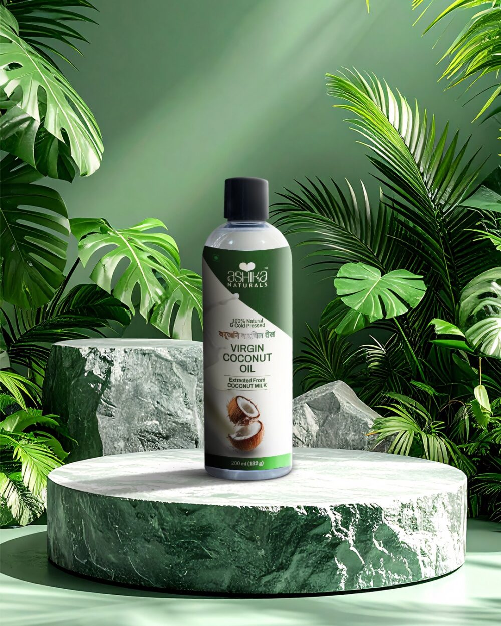 Ashika Naturals Virgin Coconut Oil – 100% Natural & Cold Pressed (200ml)