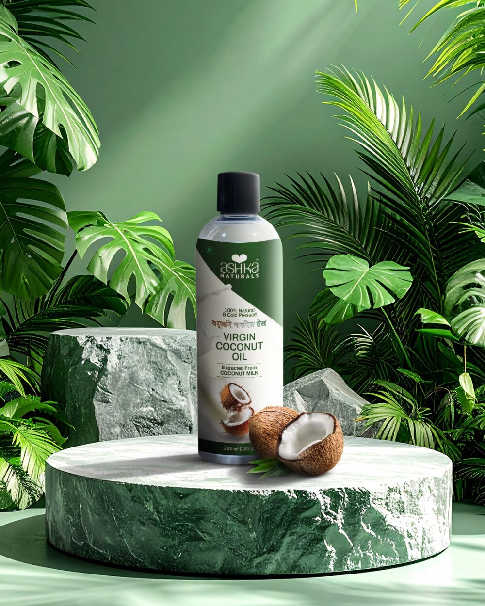 Ashika Naturals Virgin Coconut Oil – 100% Natural & Cold Pressed (200ml)